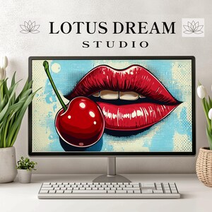 Coquette Desktop Wallpaper, Preppy Wallpaper, Laptop Girly Background, Pink MacBook Wallpaper, Cherry Pink Bow