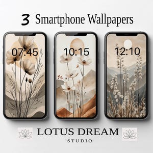 Fondos de pantalla florales para teléfono, fondo de pantalla de acuarela para teléfono, conjunto de fondos de pantalla minimalistas para teléfono inteligente, fondo estético para iPhone, fondo de pantalla boho