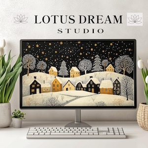 冬の町のデスクトップの壁紙、クリスマスのデスクトップの壁紙、コンピューターの背景のクリスマス、ムーディな背景のクリスマス