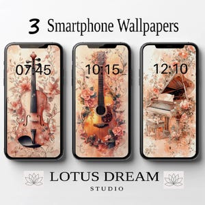 Musical iPhone Wallpaper, Floral Aesthetic Wallpaper , Boho wallpaper, iPhone Aesthetic Background, Floral Screensaver