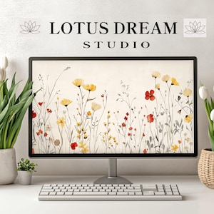 Wildflower Desktop Wallpaper, Floral Computer Background, Spring Laptop Wallpaper, Digital Download