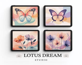Butterfly Tablet Wallpaper, Floral Aesthetic Wallpaper , Boho wallpaper design, ipad Aesthetic Background, Floral Screensaver