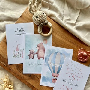 Geboortekaart ingesteld om af te drukken | 4 unieke babyfelicitatiekaarten | Direct downloaden | Minimalistische en stijlvolle ontwerpen