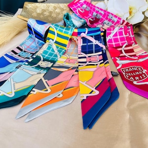 New Silk Feel Skinny Scarf - Halstuch, Pferdeschwanz, Handtasche, Haarband, Taschengriffschutz und Dekoration.