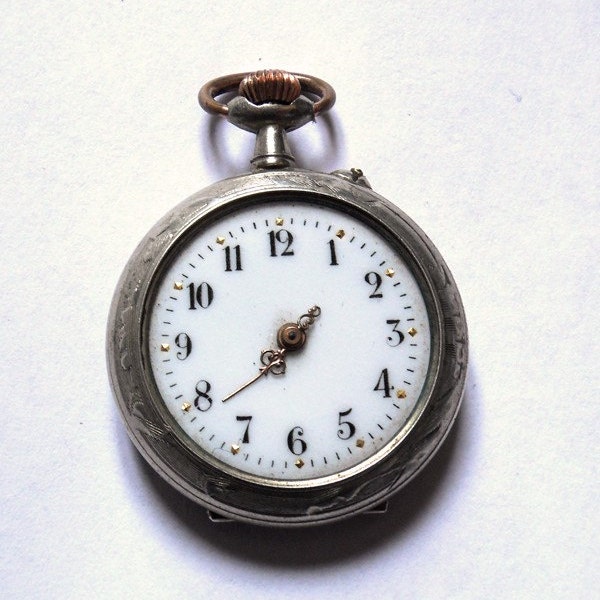 WINTER SALE 35% off - French Vintage Small pocket watch - missing glass