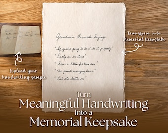 Custom Memorial Handwriting Keepsake, Family Recipe in Loved One’s Handwriting, Personalised Letter, 6x8 inch Deckled Edges Paper