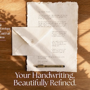 Lettre manuscrite personnalisée | Lettre personnalisée dans votre propre style d'écriture | Lettre d'amour | Enveloppe avec emblème doré