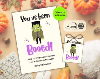 Set imprimible de Halloween "Te han abucheado", tarjetas de Halloween y etiqueta de golosinas, etiqueta de cesta de abucheos, regalo de Halloween para amigos y vecinos