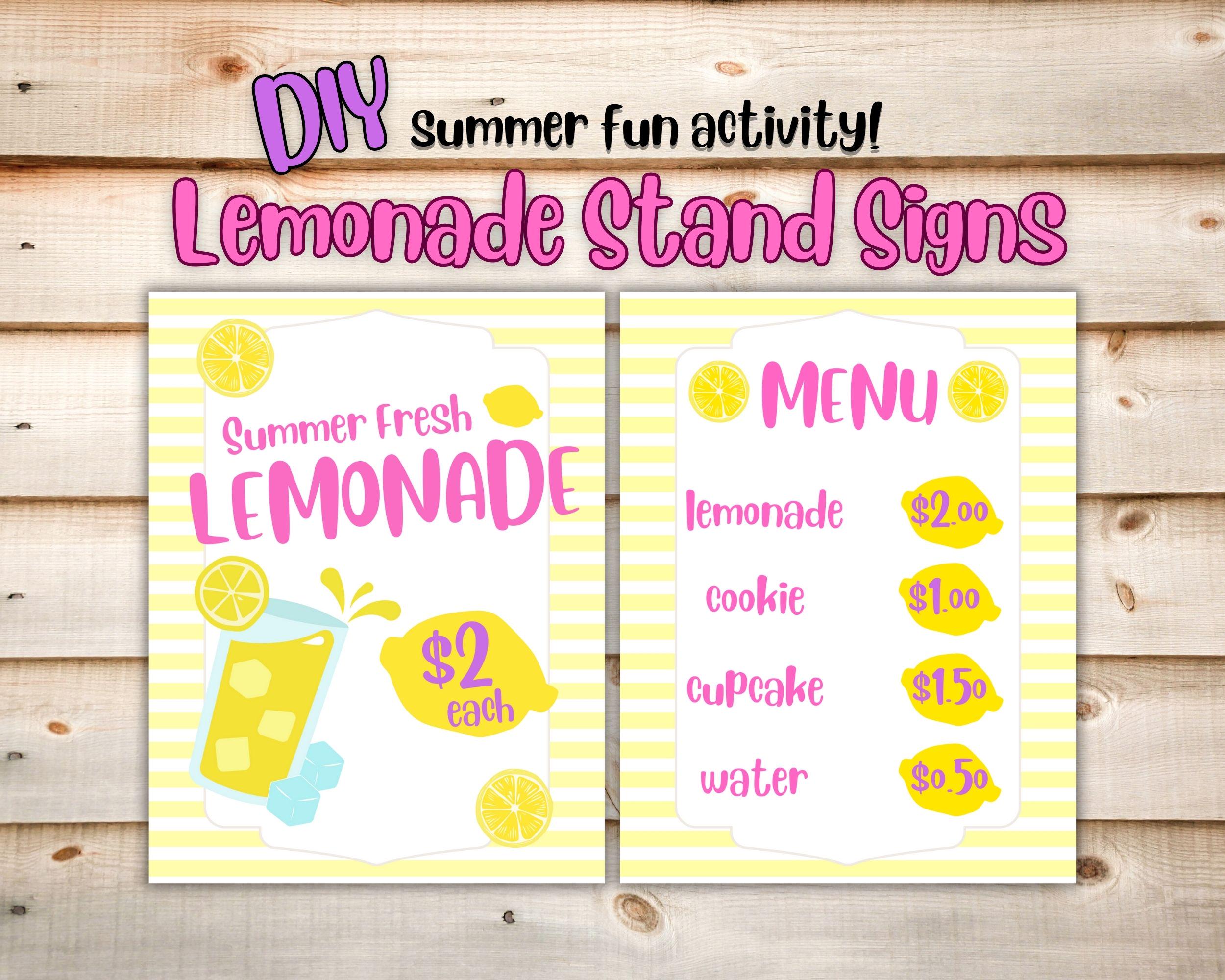 Editable Lemonade Stand Sign, Lemonade Stand Menu, Custom Lemonade Stand Template, DIY Printable Menu, Kids Summer Activity, Summer Events