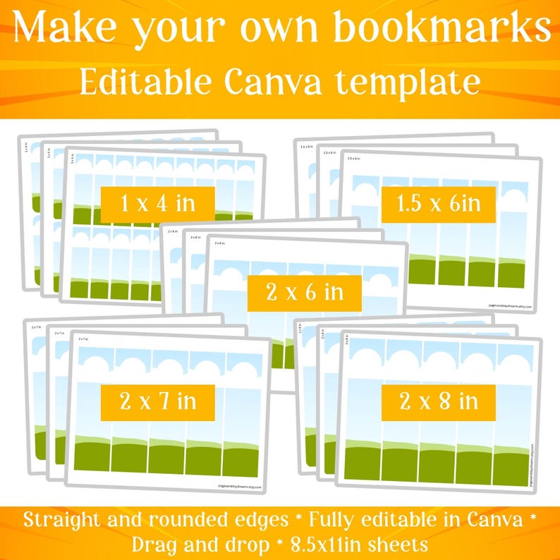 Printable Bookmark Template Bundle, Fully Editable in Canva, Drag and ...