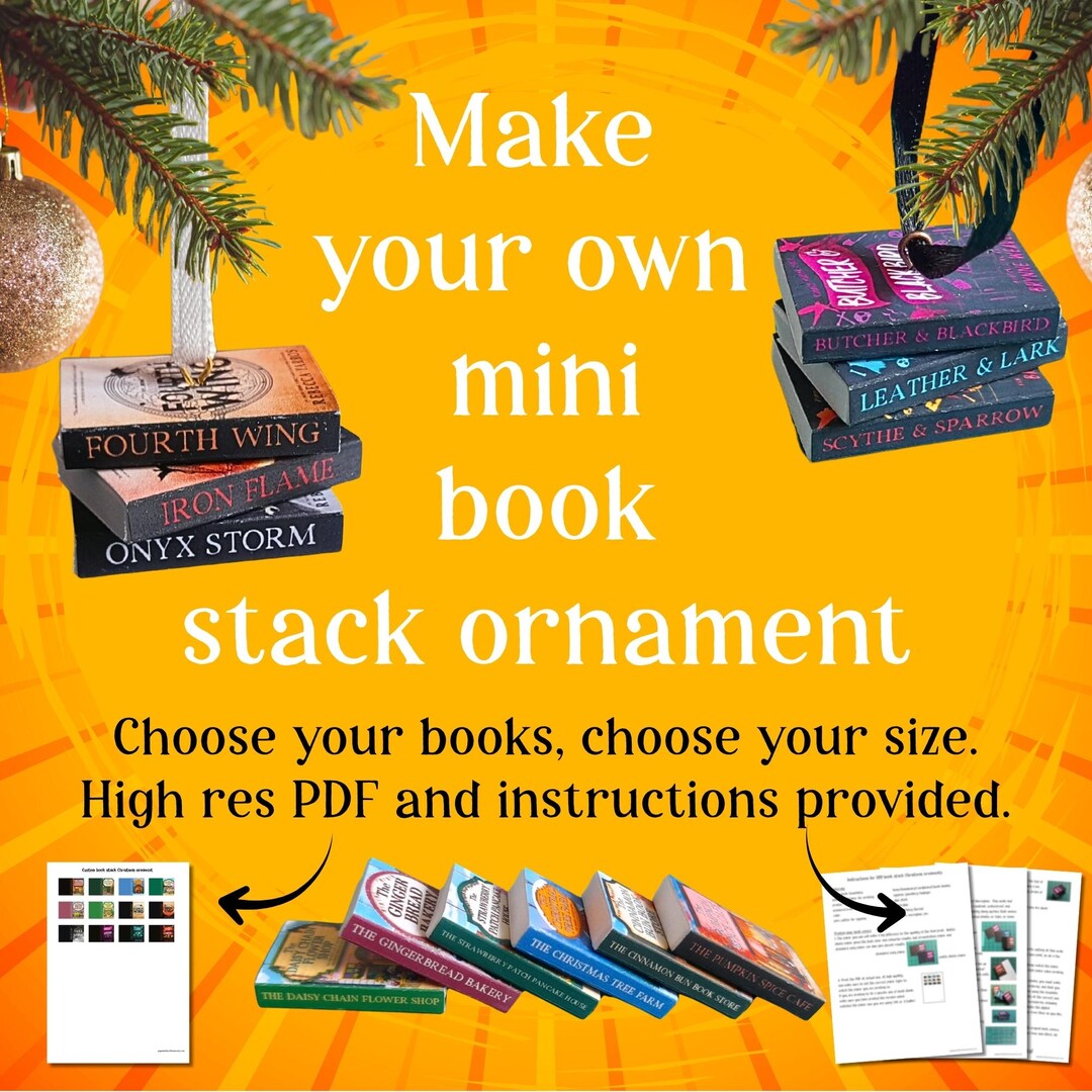 Custom Mini Book Stack DIY Ornament PDF, Handmake Miniature Book Stack ...