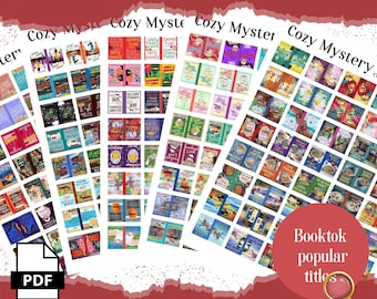 200 cozy mystery mini book covers, printable pdf for Booktok TBR jar, reading tracker, book nooks & ornaments, anxiety bookshelf, dollhouse