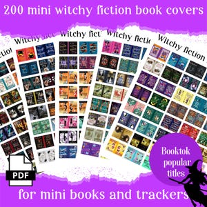 200 witchy fiction mini book covers, printable pdf for Booktok TBR jar, reading tracker, book nook & ornaments, anxiety bookshelf, dollhouse
