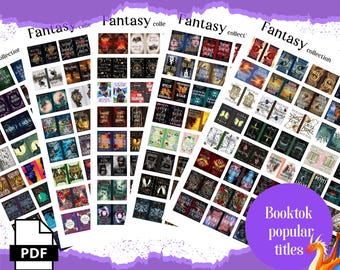 200 fantasy mini book covers, printable pdf for Booktok TBR jar, reading tracker, book nooks & ornaments, anxiety bookshelf, dollhouse minis