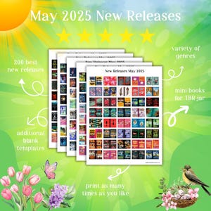 200 May 2025 new release mini book covers, printable, Booktok TBR jar, reading tracker, book nook, ornament, anxiety bookshelf, dollhouse
