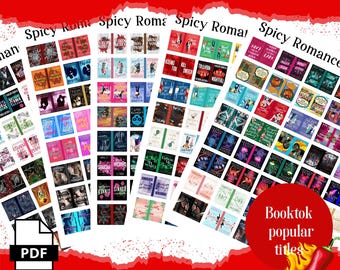 200 spicy romance mini book covers, printable pdf for Booktok TBR jar, reading tracker, book nooks & ornaments, anxiety bookshelf, dollhouse