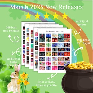 200 March 2025 new release mini book covers, printable, Booktok TBR jar, reading tracker, book nook, ornament, anxiety bookshelf, dollhouse