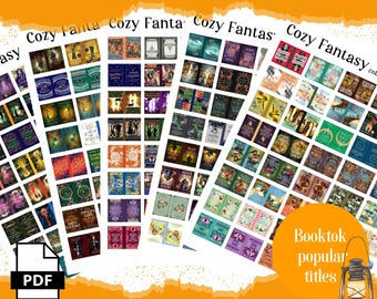 200 cozy fantasy mini book covers, printable pdf for Booktok TBR jar, reading tracker, book nooks & ornaments, anxiety bookshelf, dollhouse