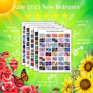 200 June 2025 new release mini book covers, printable, Booktok TBR jar, reading tracker, book nook, ornament, anxiety bookshelf, dollhouse