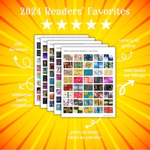 2024 readers&#39; favorites 200 mini book covers, printable pdf for Booktok TBR, reading tracker, book nook, ornaments, anxiety bookshelf, 1:12