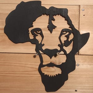 Afrique Tête de Lion incrusté Découpe laser Bois Animaux Décoration murale