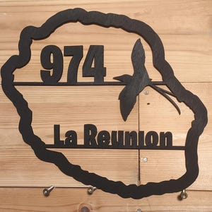 Carte Réunion 974 Oiseau légendaire Découpe laser Bois Décoration murale