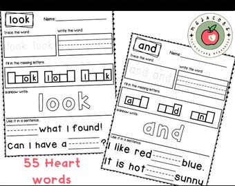 UFLI Aligned Heart Word Worksheet Bundle