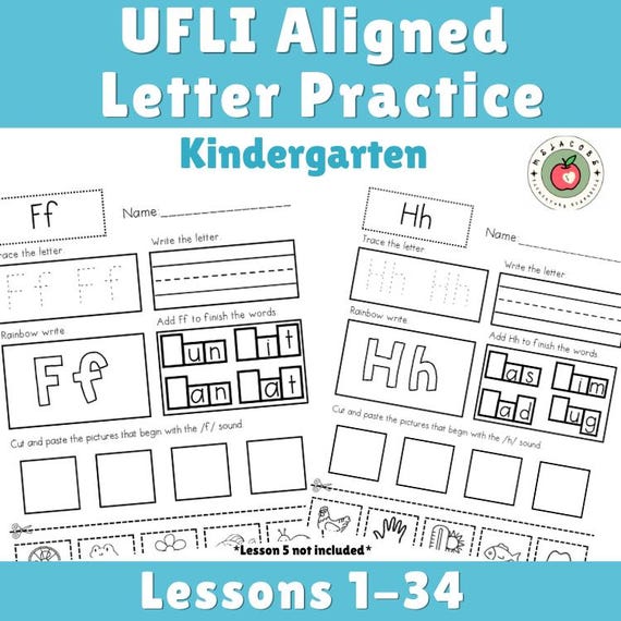 UFLI Aligned Letter Practice - Lesson 1-34