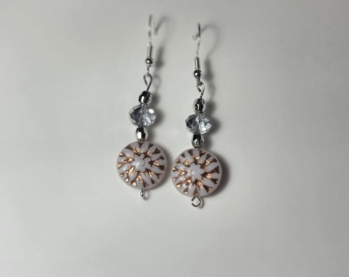 2" drop glass bead earrings with silver earloops
