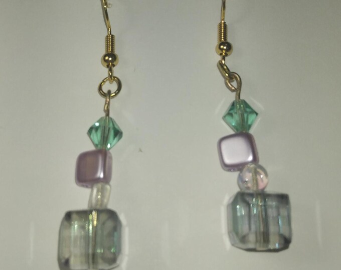 Geometric Czech crystal drop earrings