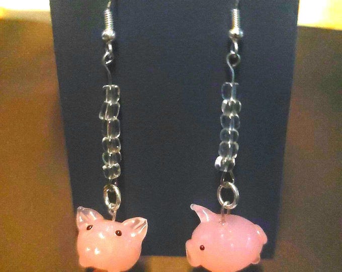 cute hand made pig drop earring