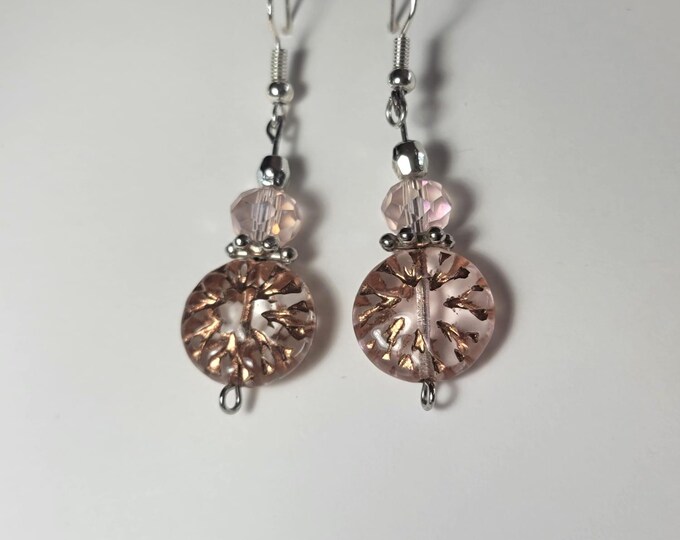 2" drop glass bead earrings with silver earloops