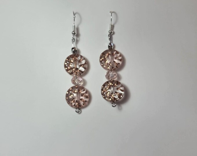 2" drop glass bead earrings with gold earloops
