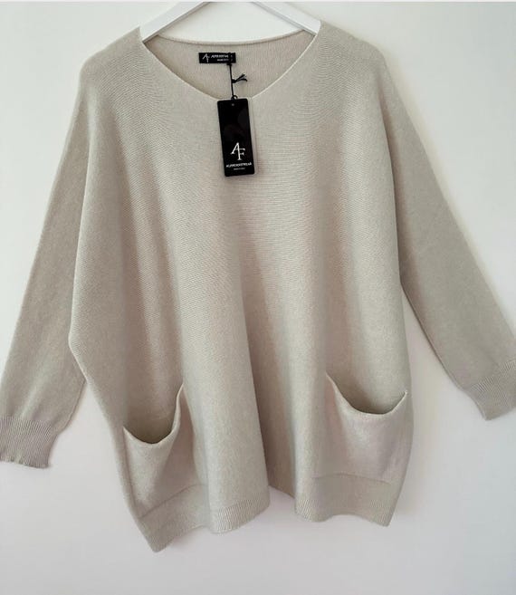 Made in Italy Alpini Knitwear Oatmeal Oversized Loose Soft Quirky