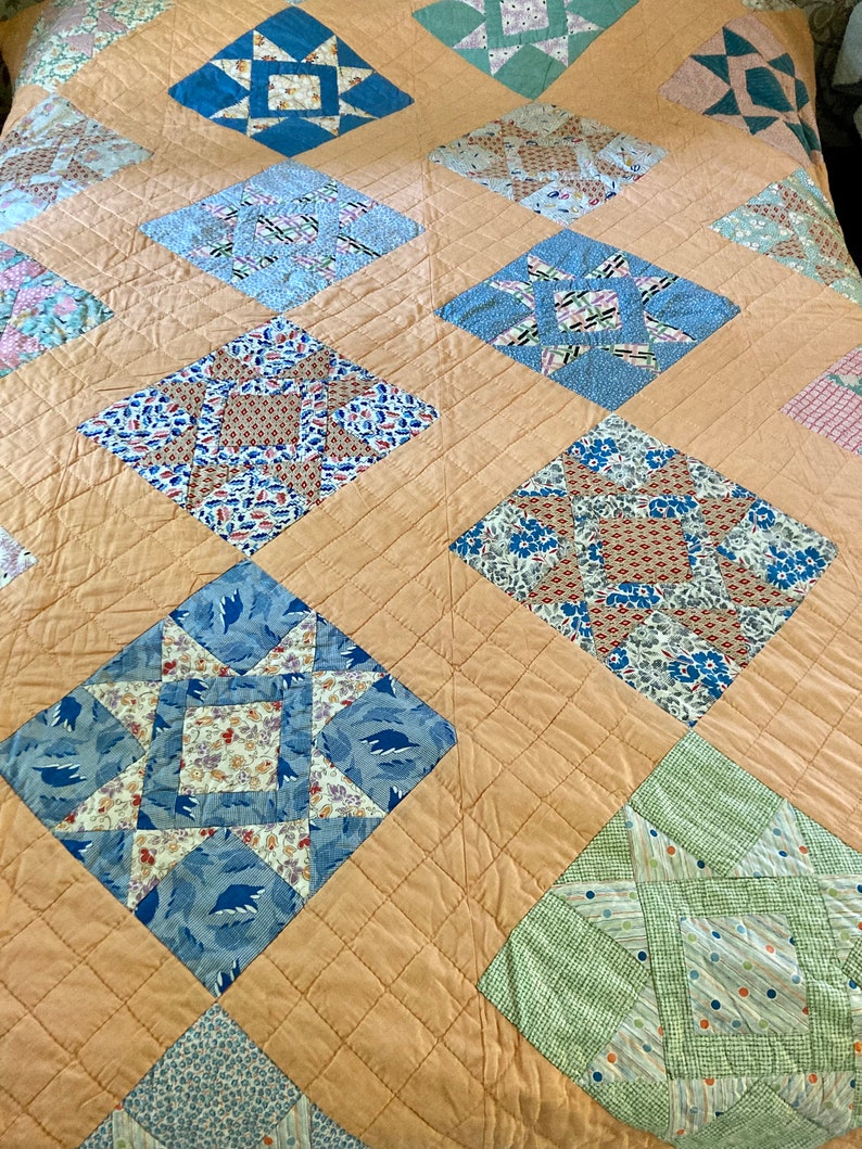TEXAS STAR Antique Quilt 1930s Vintage Quilt Bold Bedcover Etsy