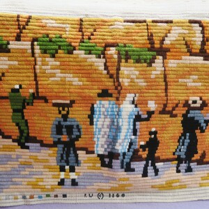 WAILING WALL,needlework panel,vintage needlepoint,long stitch, completed needlepoint to be made into pillow or framed image 5