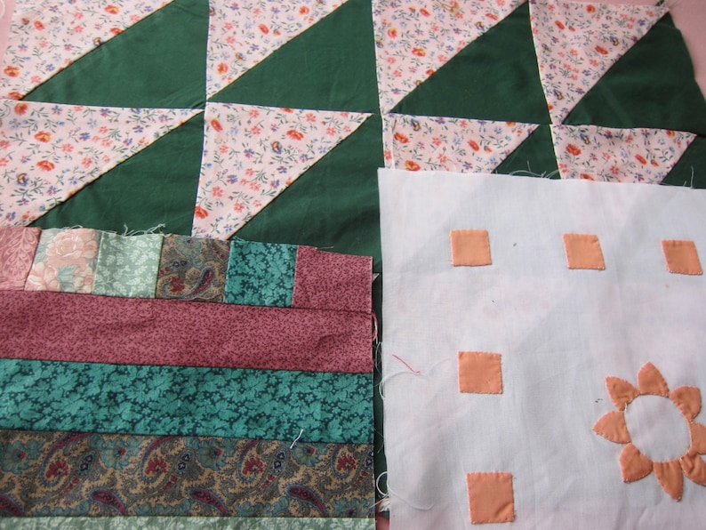 lot quilt blocks unfinished patchwork quilting projects Vintage QUILT blocks vintage quilt LOT 10 PATCHWORK
