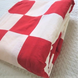 ANTIQUE quilt top, RED and WHITE star, hand pieced image 7