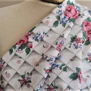 1930s floral print cotton, feedsack, ROSE trellis fabric , large amount image 2