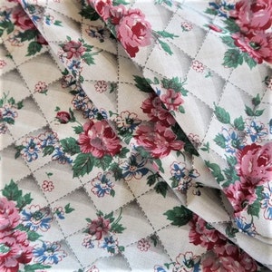 1930s floral print cotton, feedsack, ROSE trellis fabric , large amount image 7