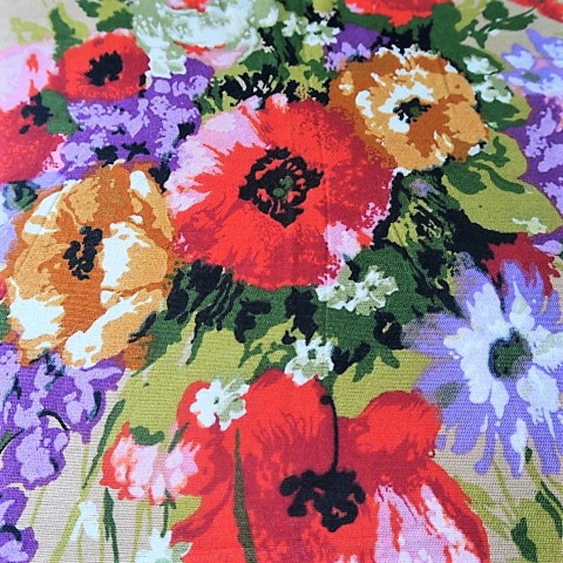 BRIGHT floral fabric 70s decor upholstery fabric 1970s Etsy