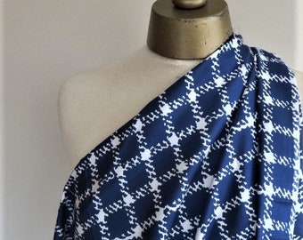 HOUNDSTOOTH vintage fabric, 1950s dressmaking, navy and white