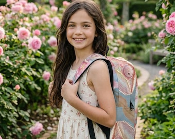 Pale Pink Bearded Lizard Backpack | Fantasy Cottagecore Reptile Lover Book Bag