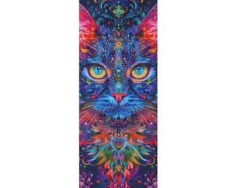 Luxury Abstract Cat Yoga Pilates Meditation Mat, Modern Feline Wellness Decor, Chic Studio Fitness Gift