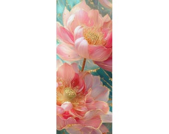 Soft Pink Blue Lotus Yoga Mat | Pastel Pilates Exercise Mat | Aesthetic Wellness Gift