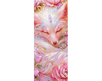 Pink Pastel Fox Yoga Mat, Cute Woodland Pilates Mat, Meditation Exercise Mat, Feminine Fitness Gift, Nature Lover Workout Accessory