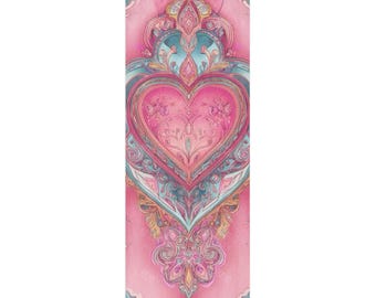 Pink Heart Yoga Pilates Meditation Mat, Coquette Wellness Decor, Feminine Home Studio Fitness Gift