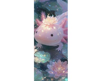 Pastel Axolotl Yoga Pilates Meditation Mat, Cute Kawaii Animal Fitness Mat, Luxury Wellness Gift for Women, Home Studio Decor