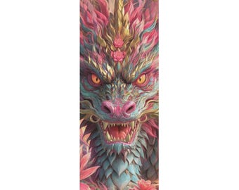 Pink Dragon Yoga Mat, Fantasy Pilates Mat, Magical Meditation Exercise Mat, Feminine Wellness Gift, Mythical Workout Accessory