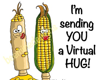 Social Distancing Virtual Card: Corn on the Cob, Send by Text or Email, Instant Downloadable JPG File